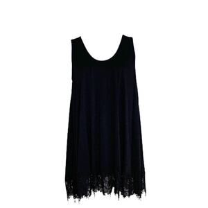 Monoreno Top Dress Black Sleeveless Lace Hem Swing Tunic Mini Dress Small NEW